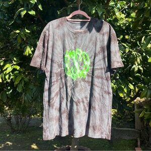 INSOMNIAC grey tie dye lightning thunder graphic‎ crew neck short sleeve T-shirt